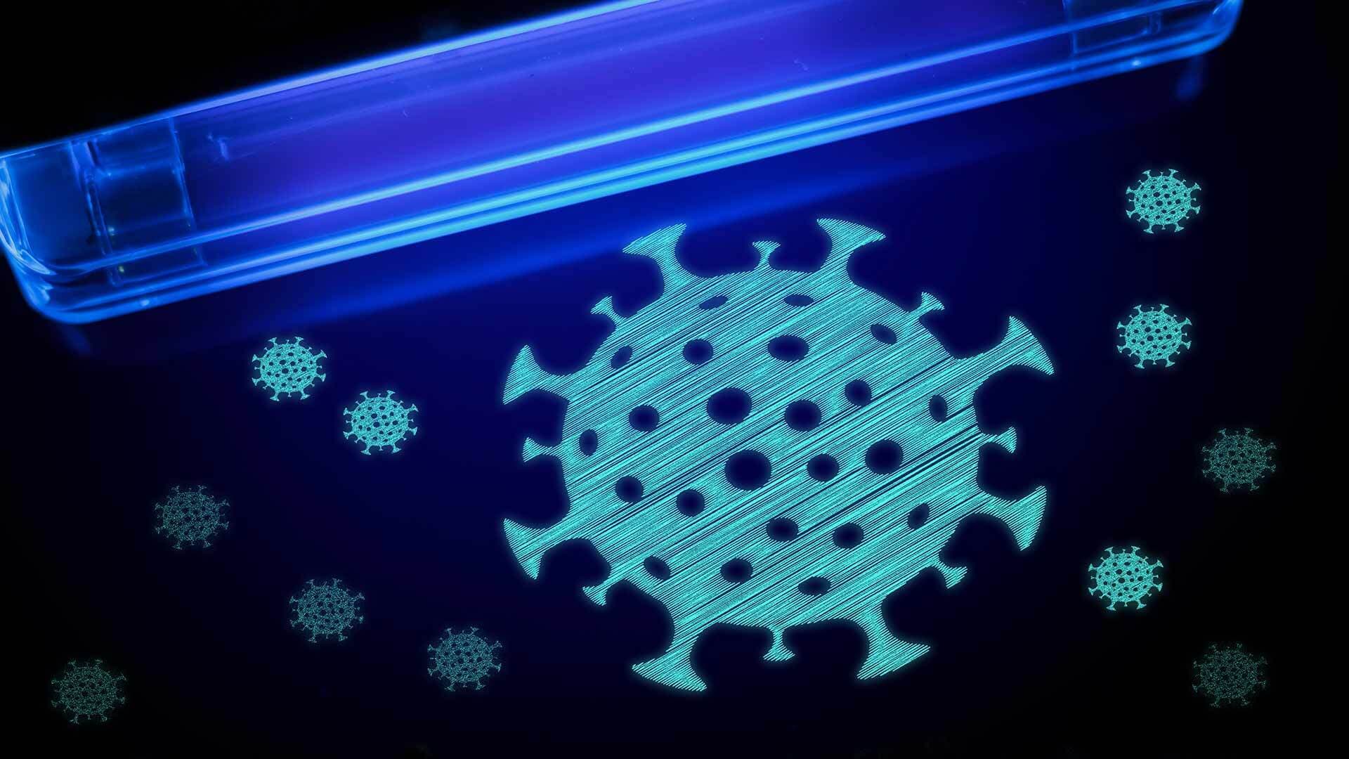 Photo illustration of UV light and coronavirus