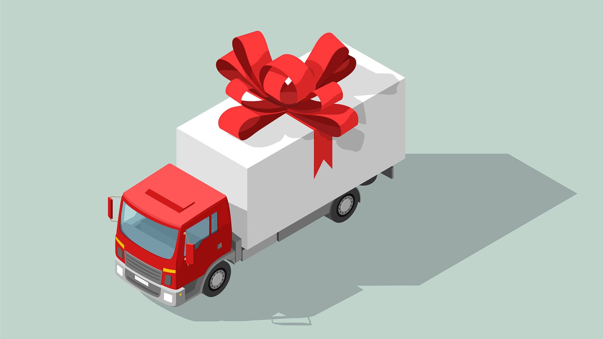 Illustration of truck with a bow on it