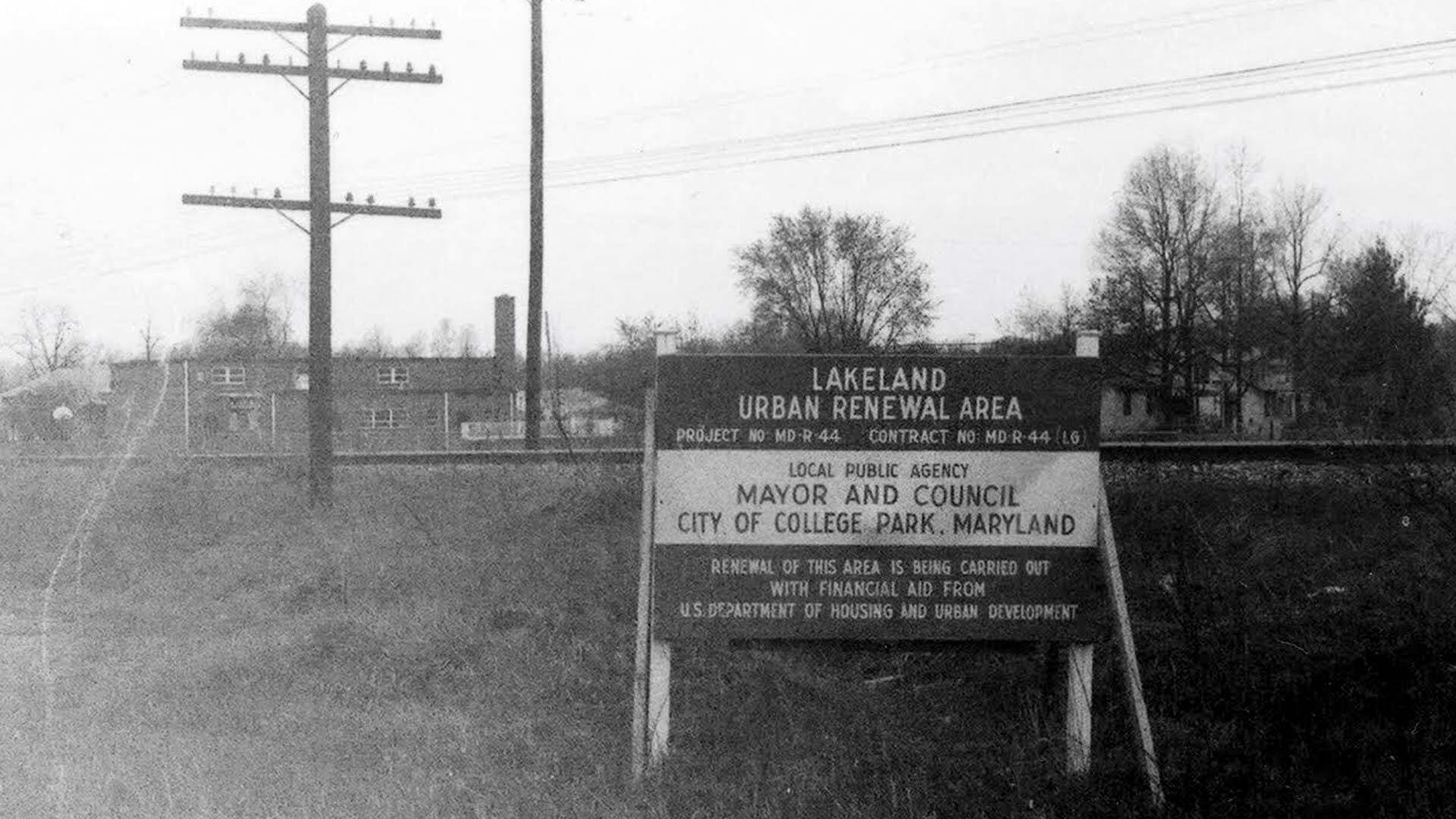 Sign showing Lakeland Urban Renewal Area