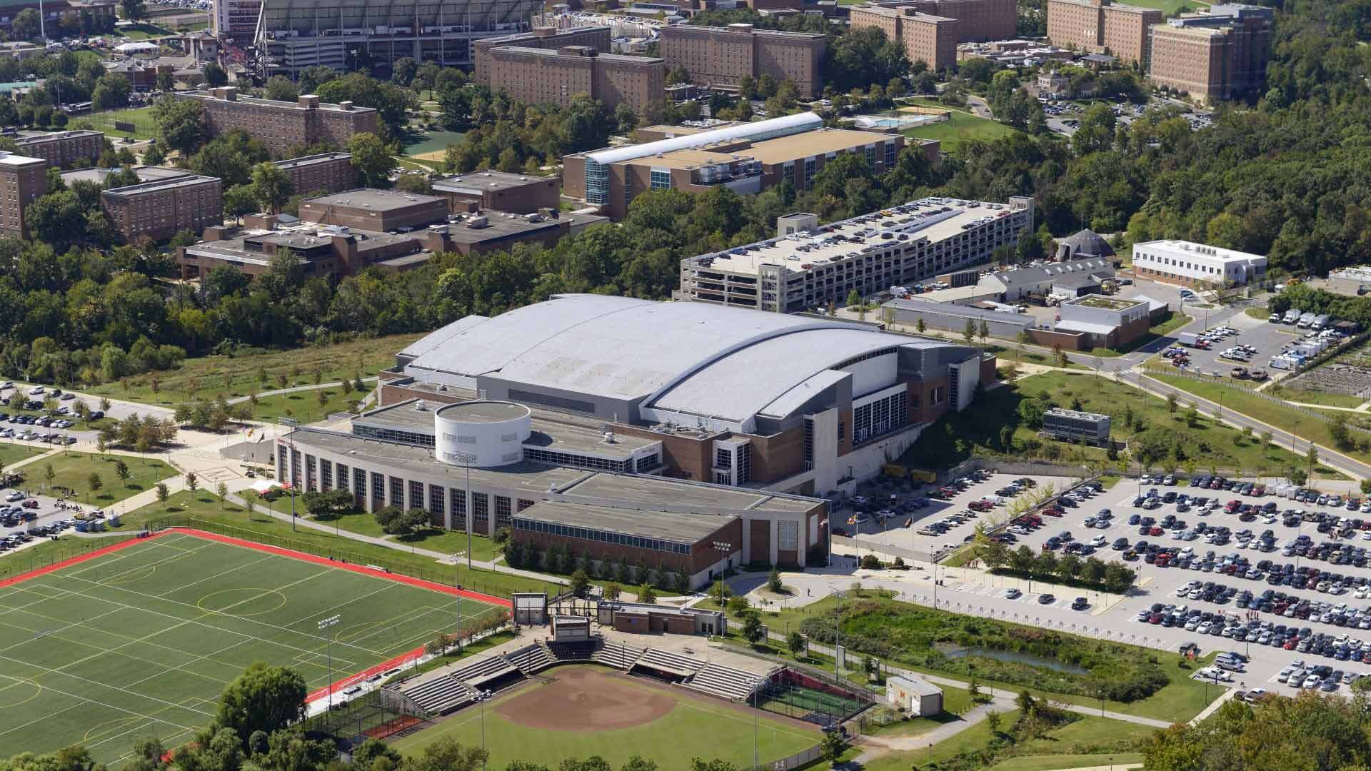 Aerial view of Xfinity Center