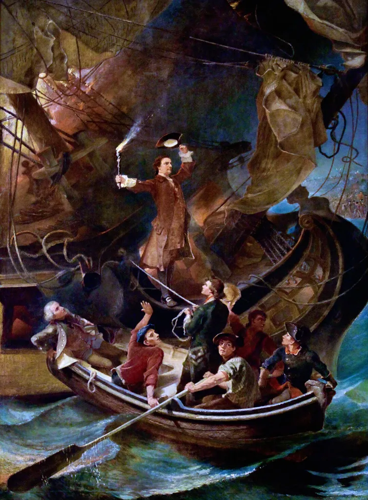 colonists burn boat