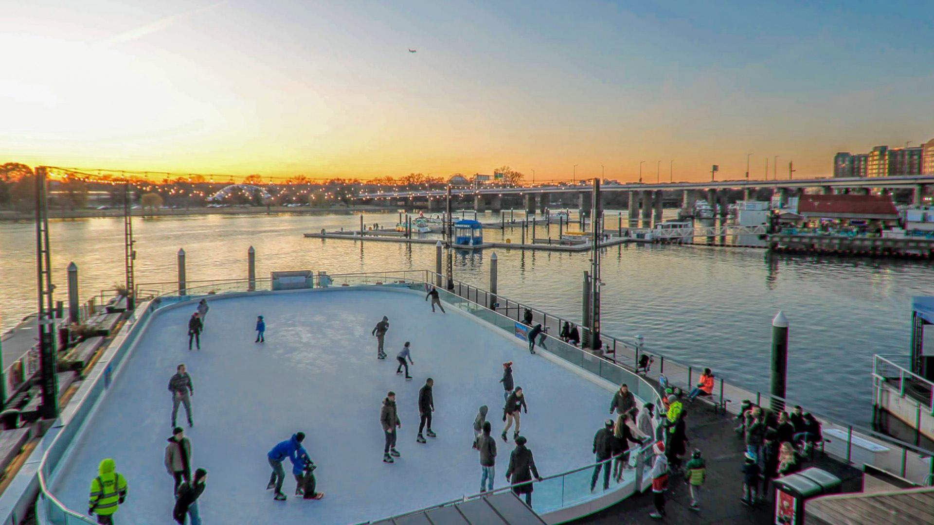 ice skating rink at the Wharf