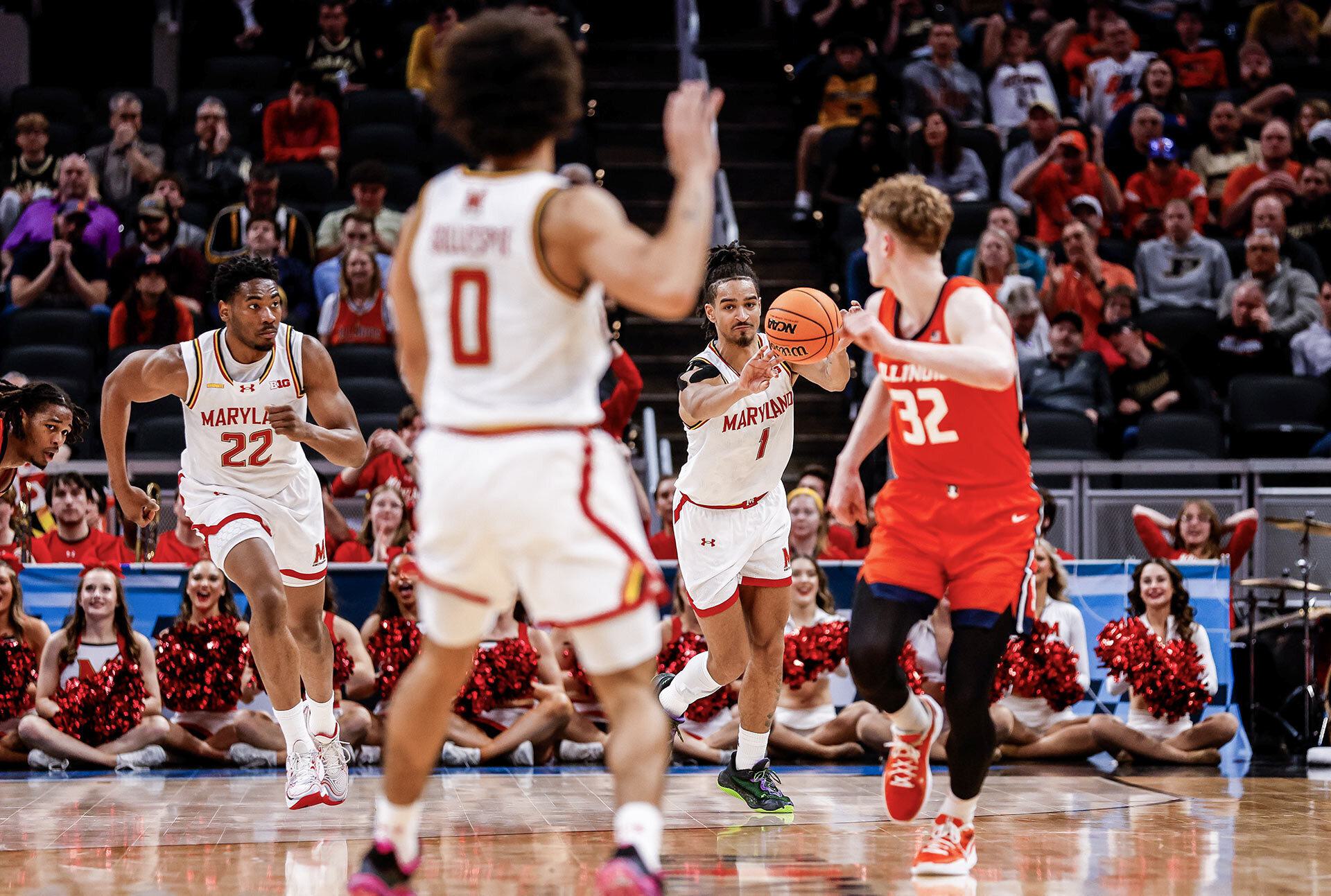 Rodney Rice passes during basketball game vs. Illinois