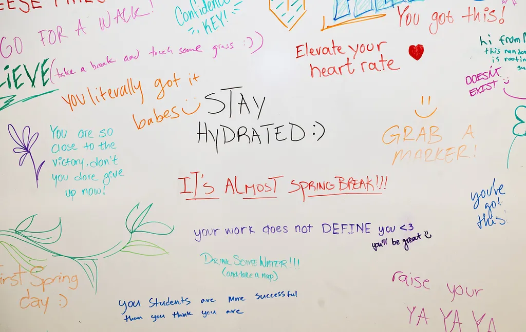 inspirational messages on a whiteboard