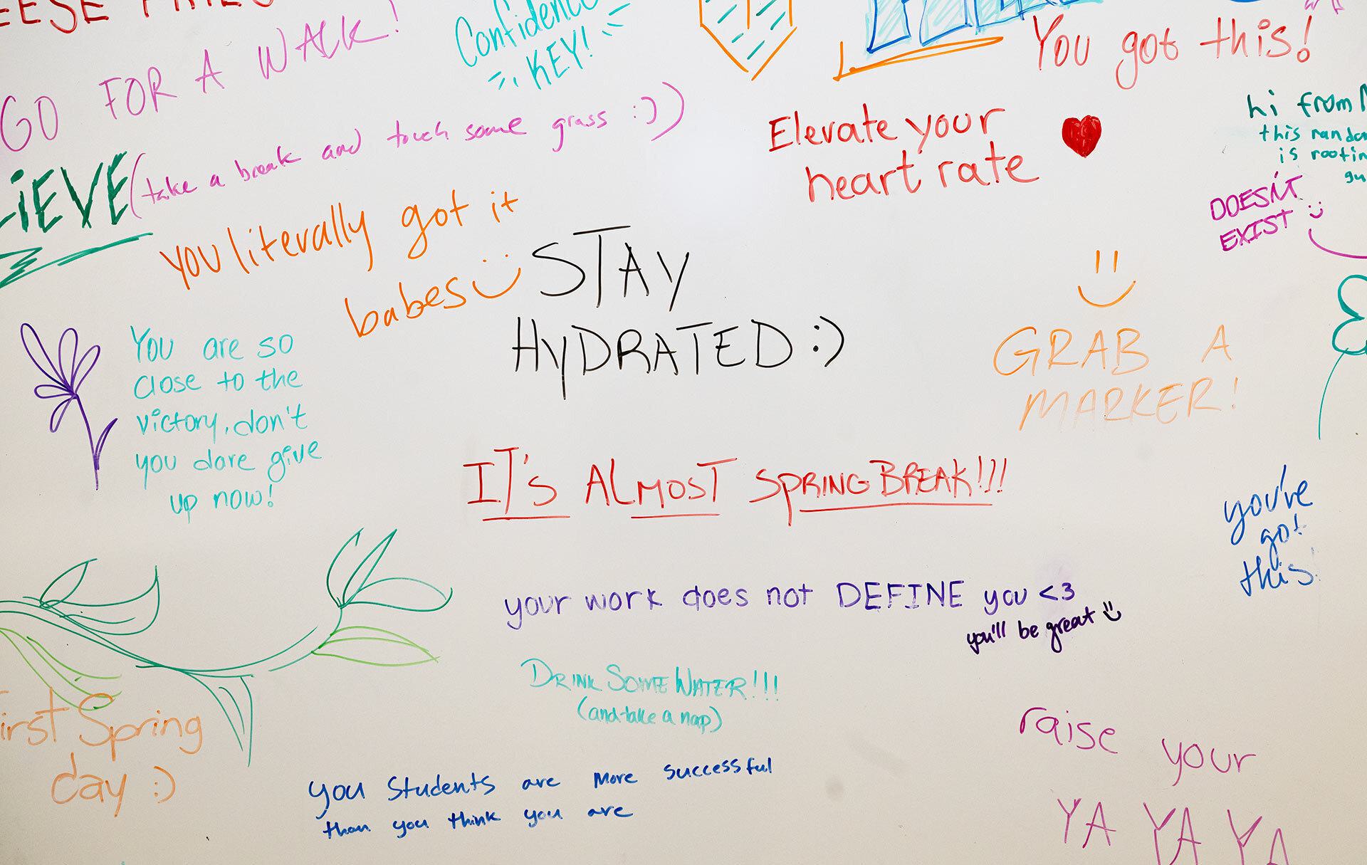 inspirational messages on a whiteboard