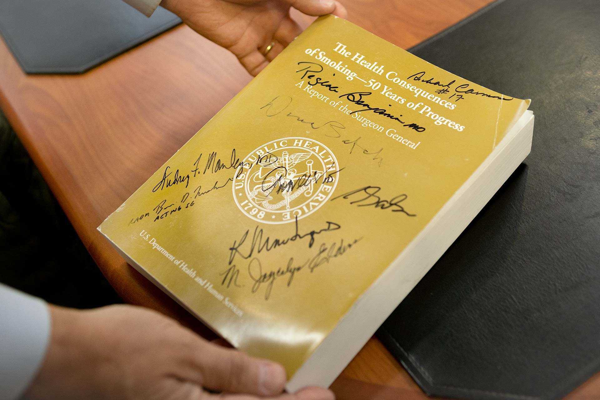 signed copy of “The Health Consequences of Smoking—50 Years of Progress”