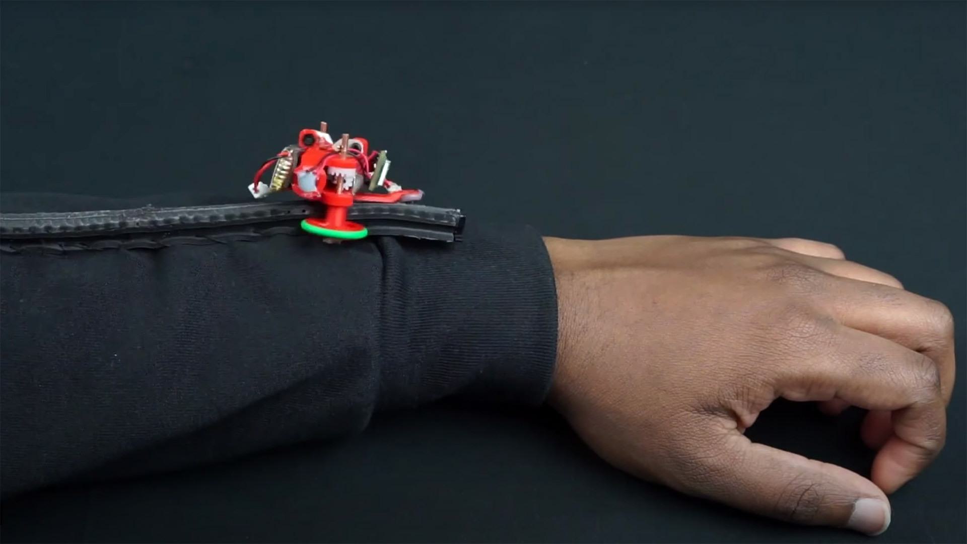 closeup of wearable sensor on wrist