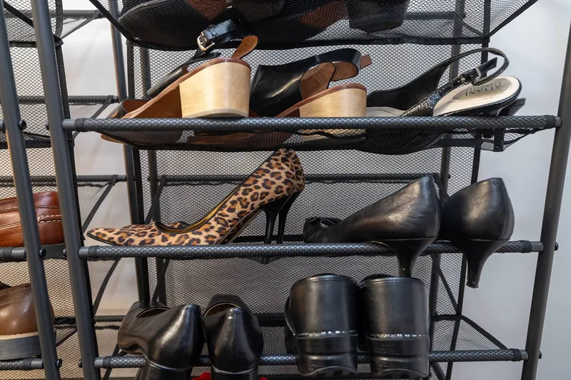 Racks of high heels and professional shoes