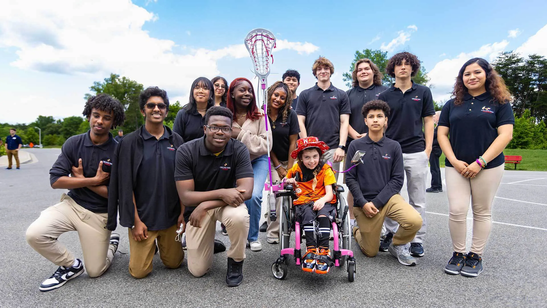 Students from College Park Academy with Stella Stakolosa