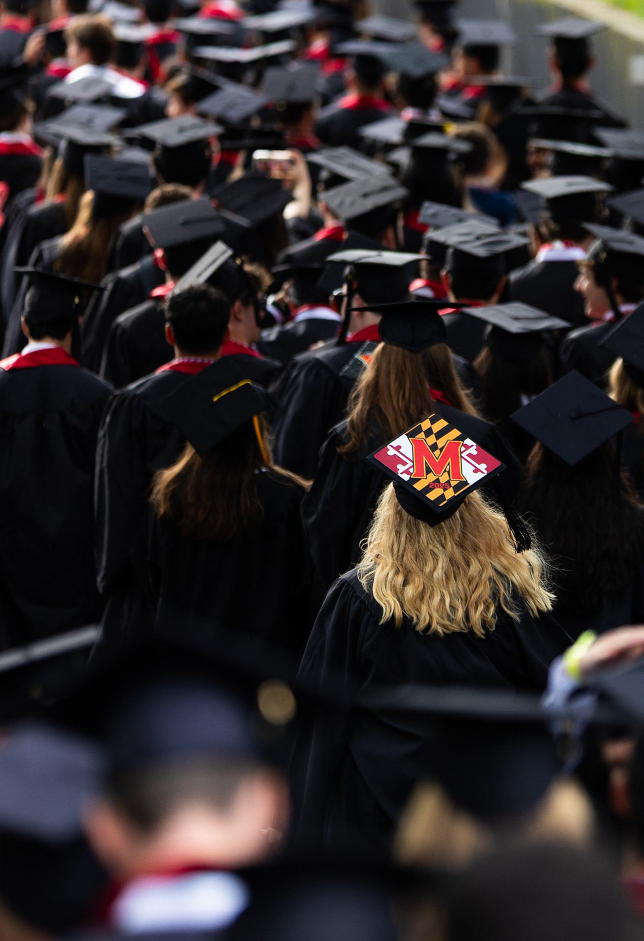 mortarboard decorated with Maryland M
