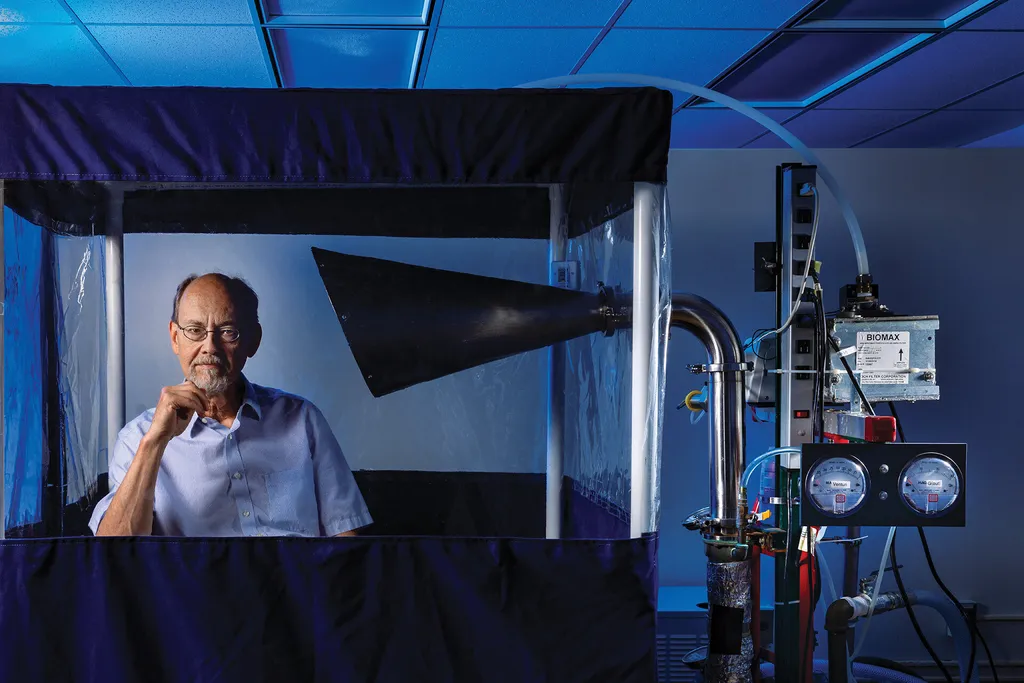 Don Milton poses with Gesundheit machine