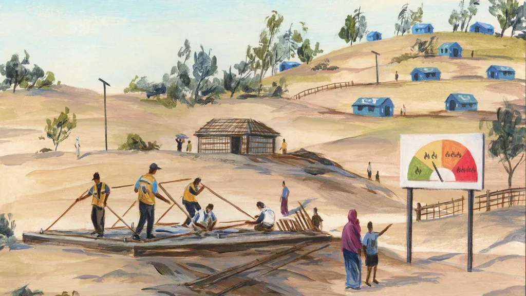 people build on refugee camp