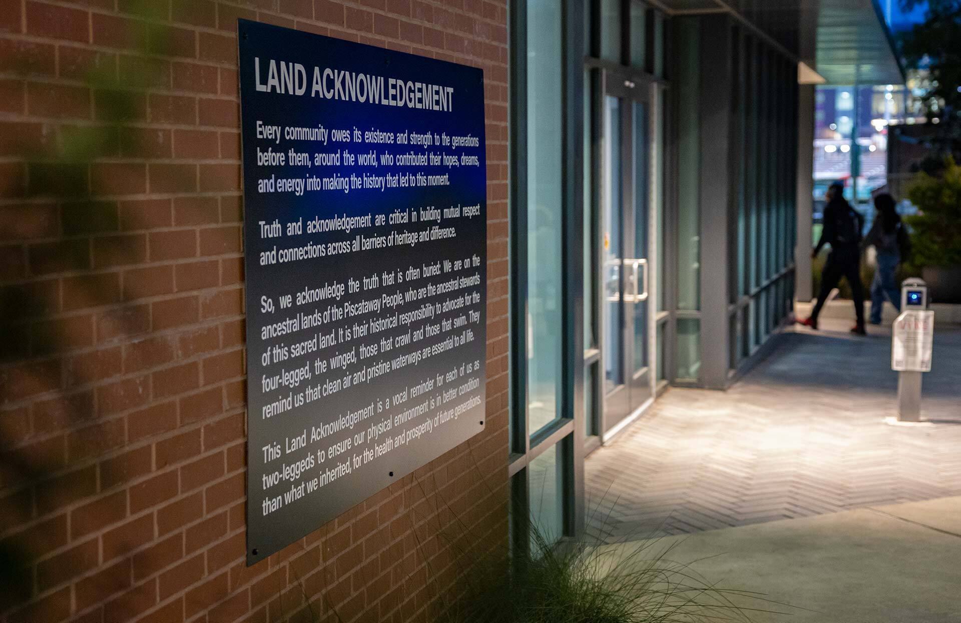 UMD Land Acknowledgement outside Yahentamitsi dining hall