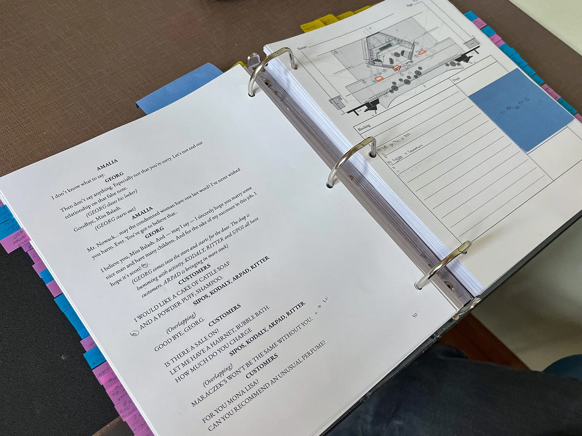 Annotated script in a binder