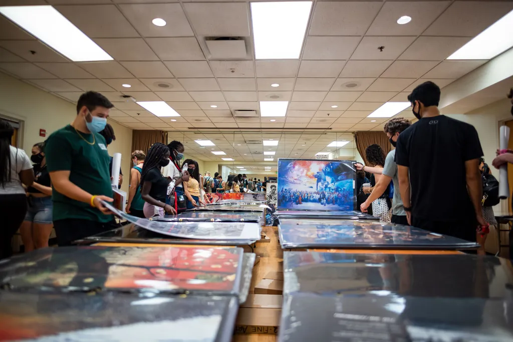 Students at poster sale