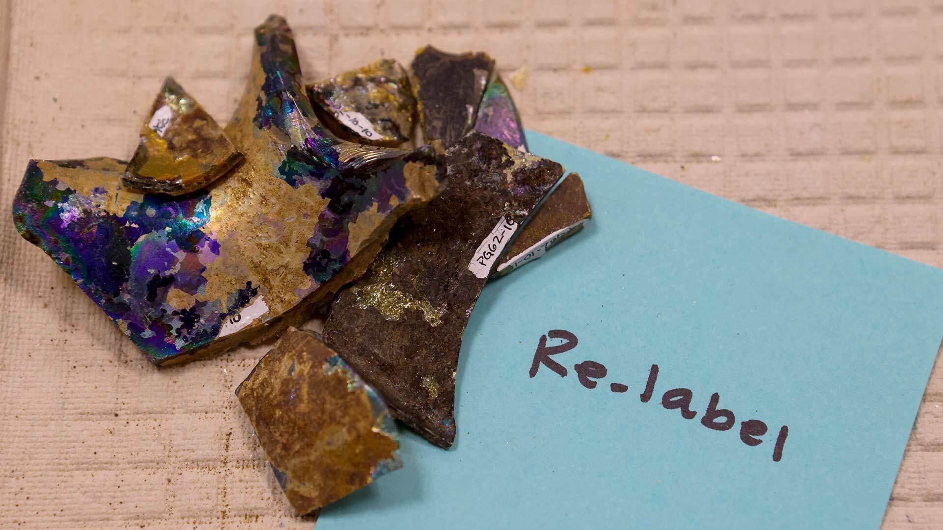 Labeled glass pieces