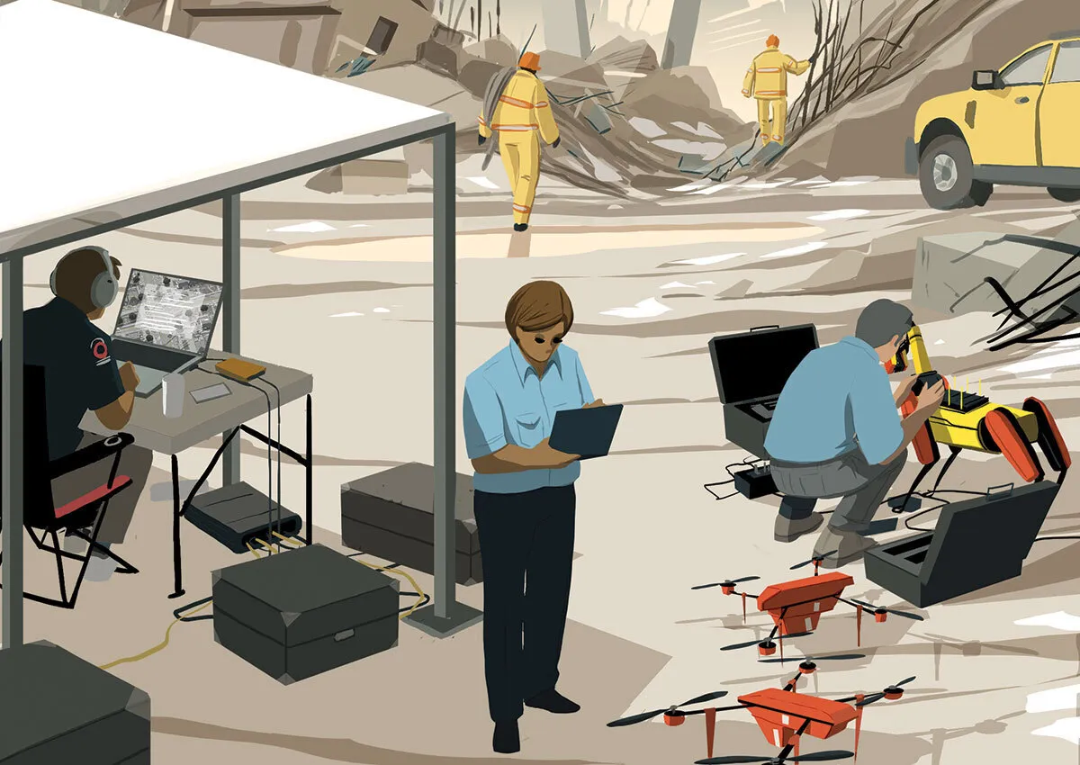 medical personnel set up the RoboScout system