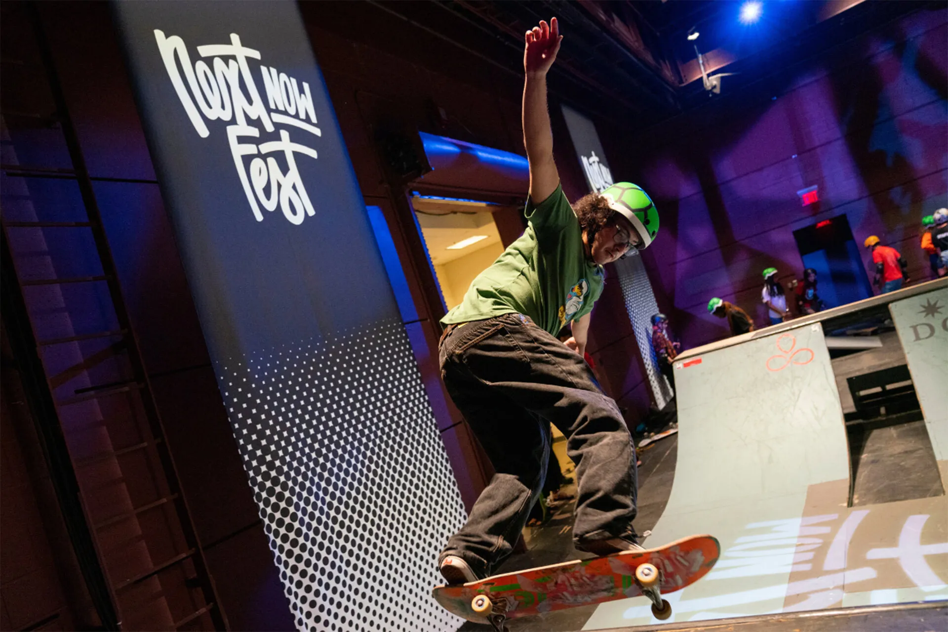 student skates at NextNOW Fest skate park