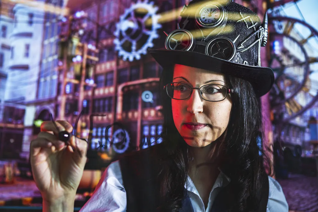 Nicole Yunger Halpern in quantum steampunk attire