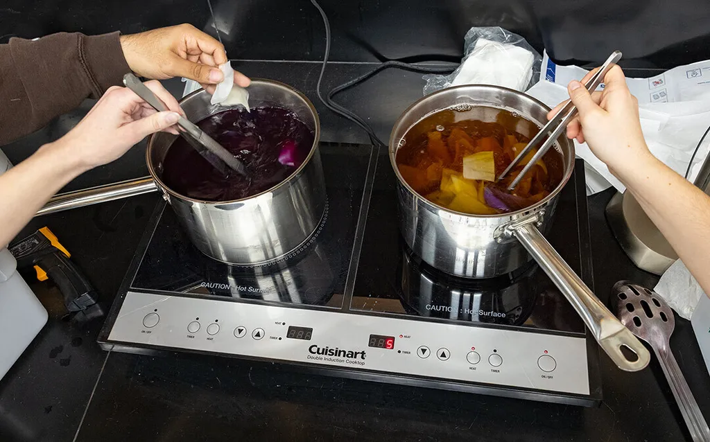 two pots of dye