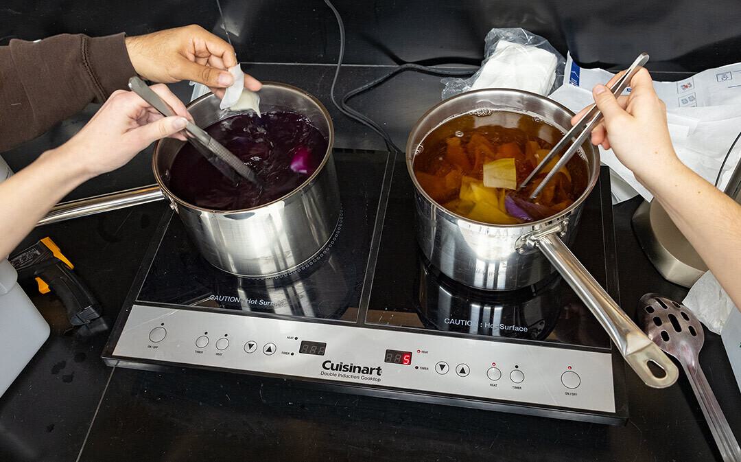 two pots of dye
