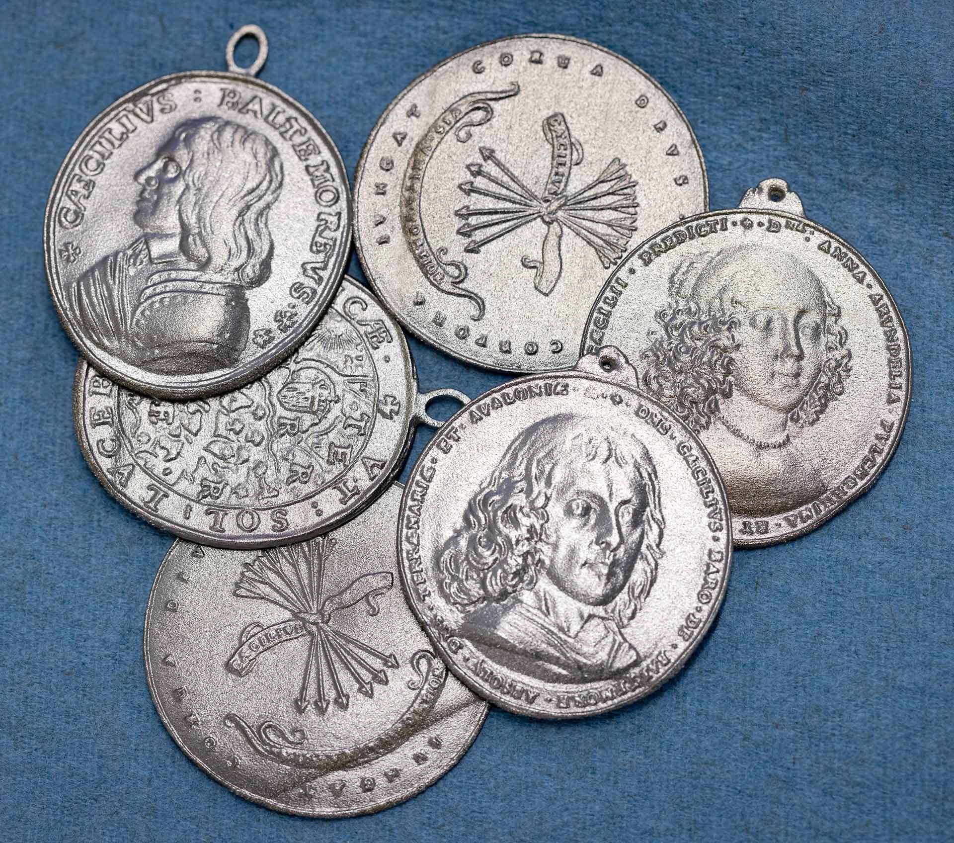 six 3D-printed peace medals