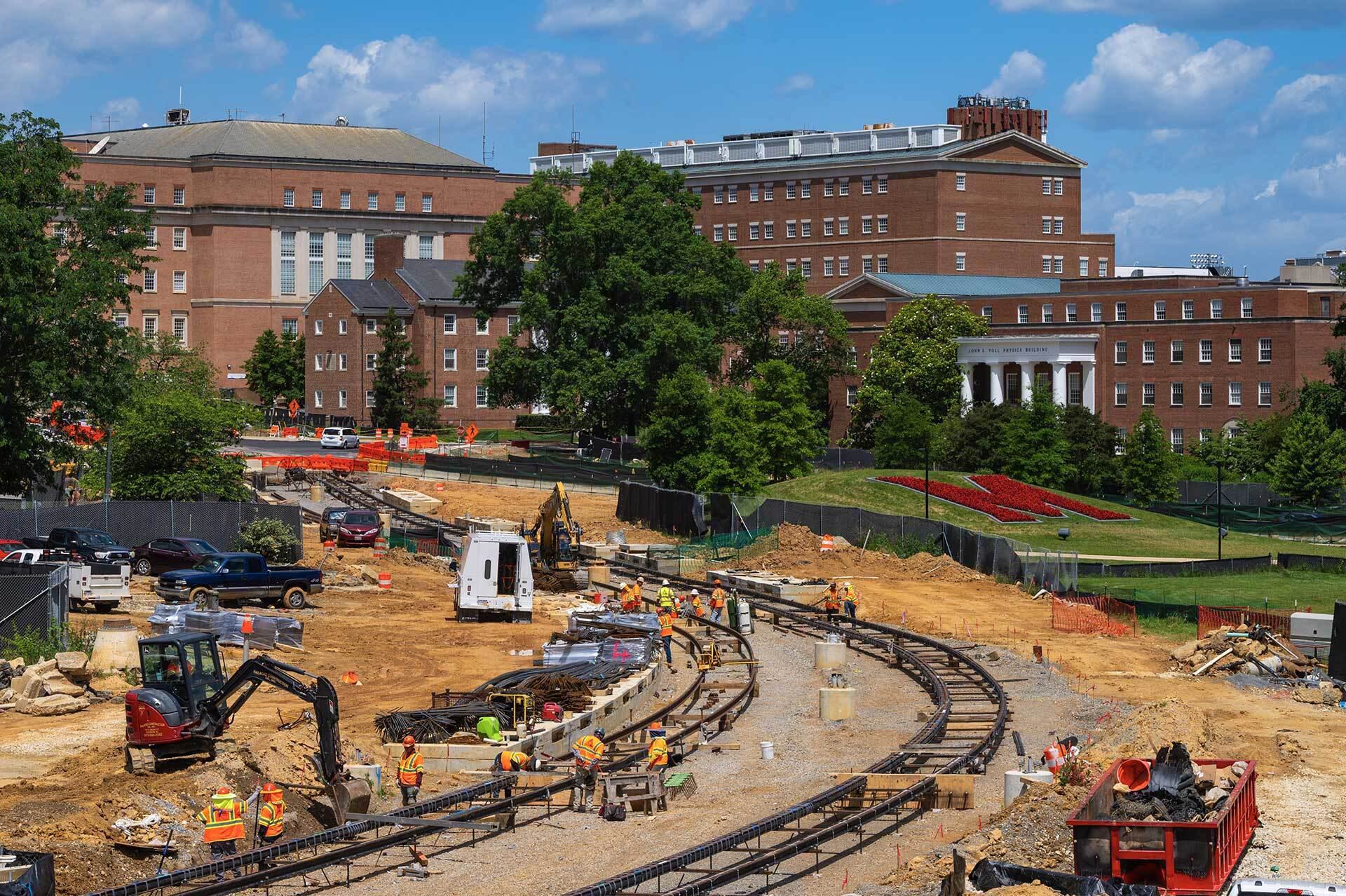 purple line tracks on campus