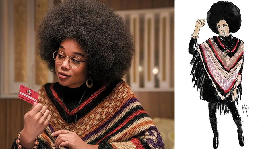 Still and costume sketch from "BlackKklansman"