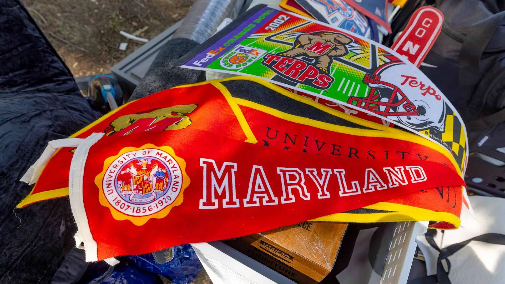 pile of flags on ground