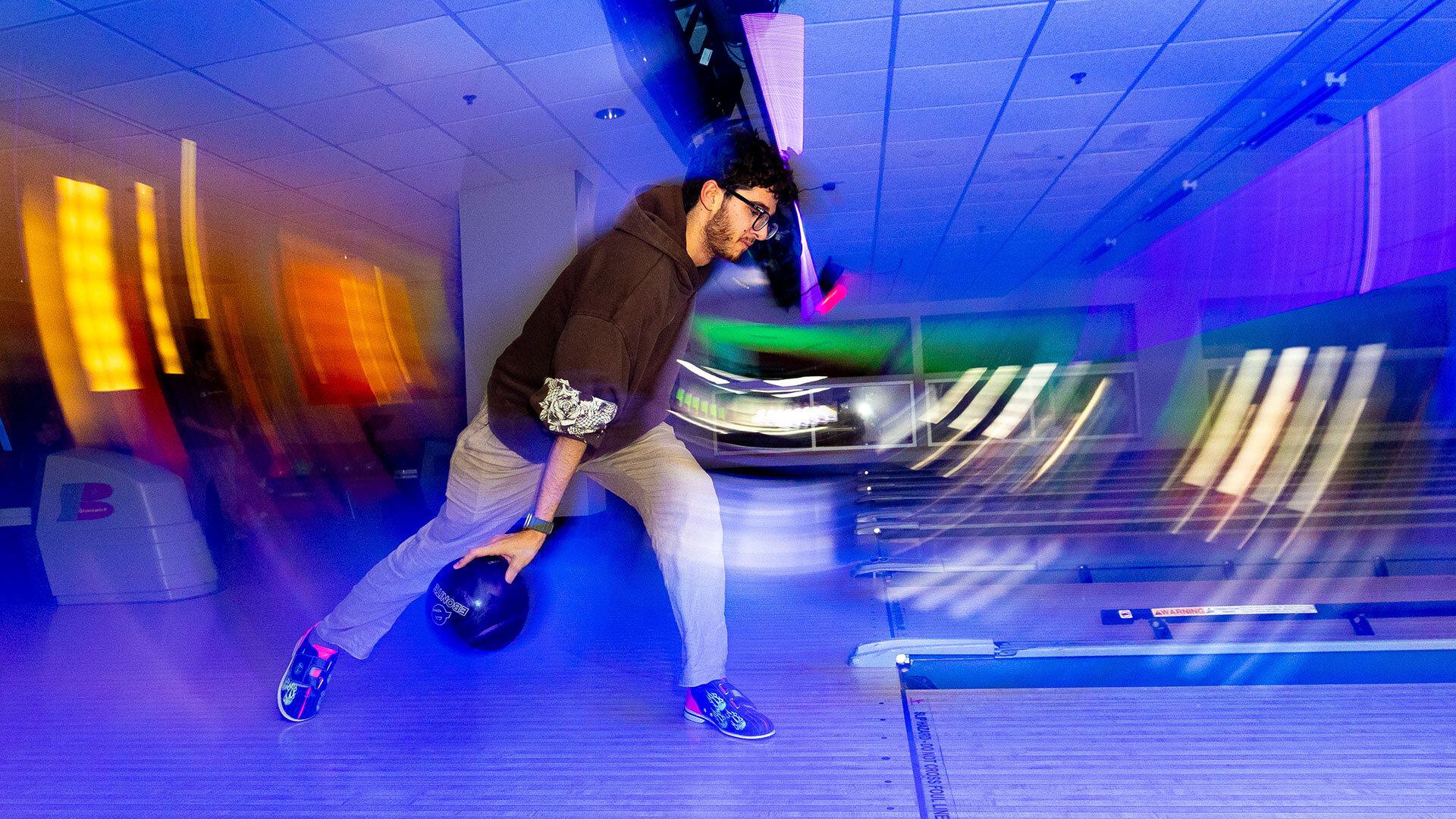 student bowls at Terp Zone