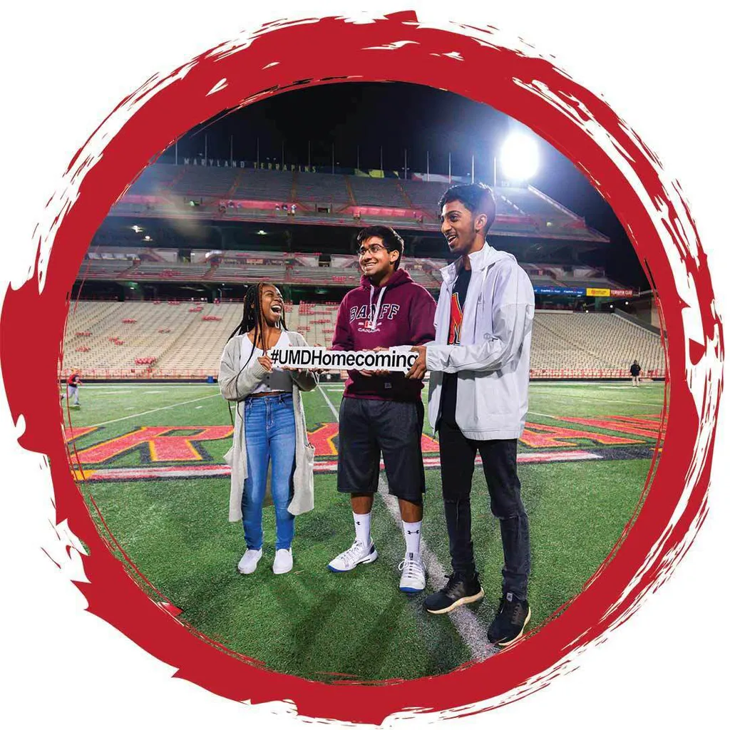 Students on football field