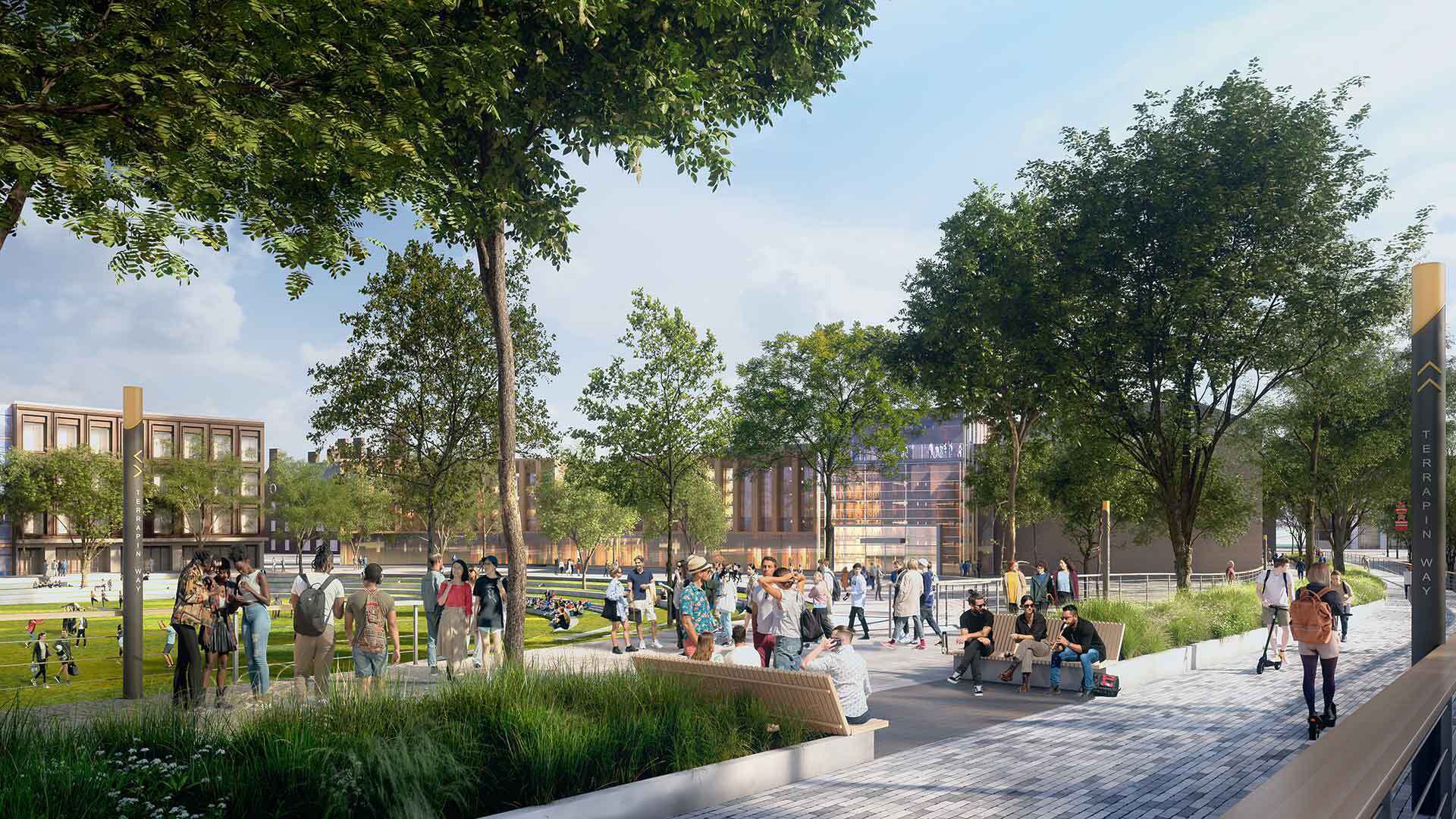 rendering of Stamp Student Union Lawn based on Campus Facilities Plan