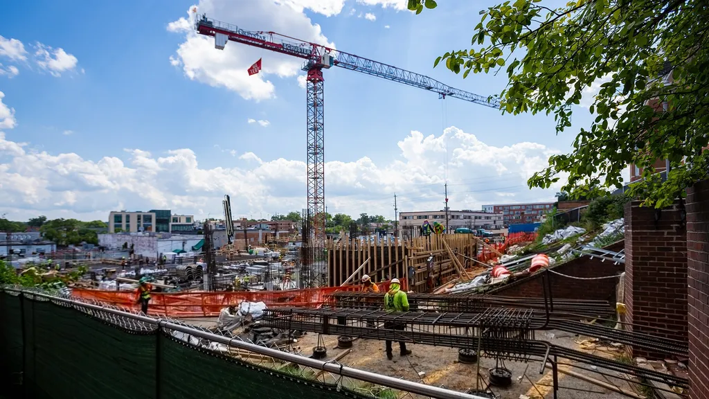 Crane with "Go Terps" flag
