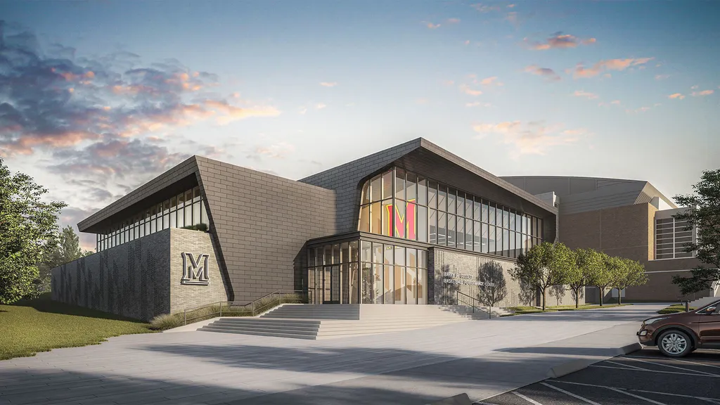rendering of Barry P. Gossett Basketball Performance Center exterior