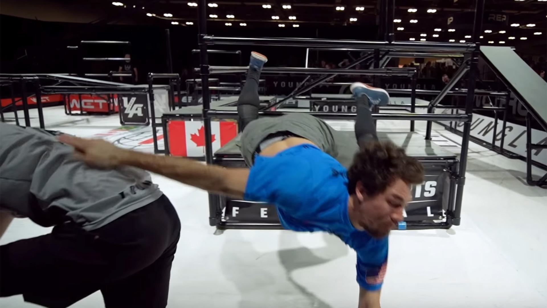 Matthew Wachtman dives to tag opponent