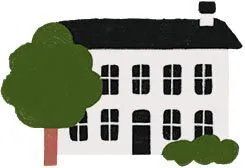 tree grows next to house