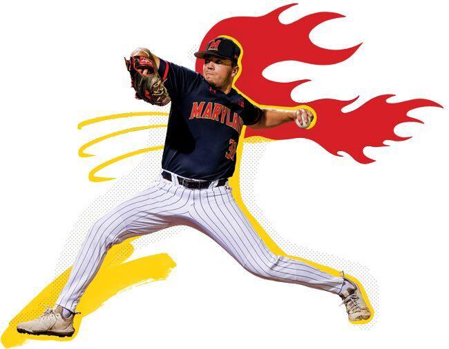 baseball pitcher with flames