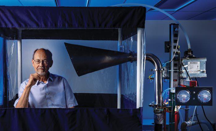 Don Milton poses with Gesundheit II machine