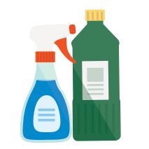 two bottles of cleaning products