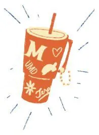 water bottle with UMD stickers