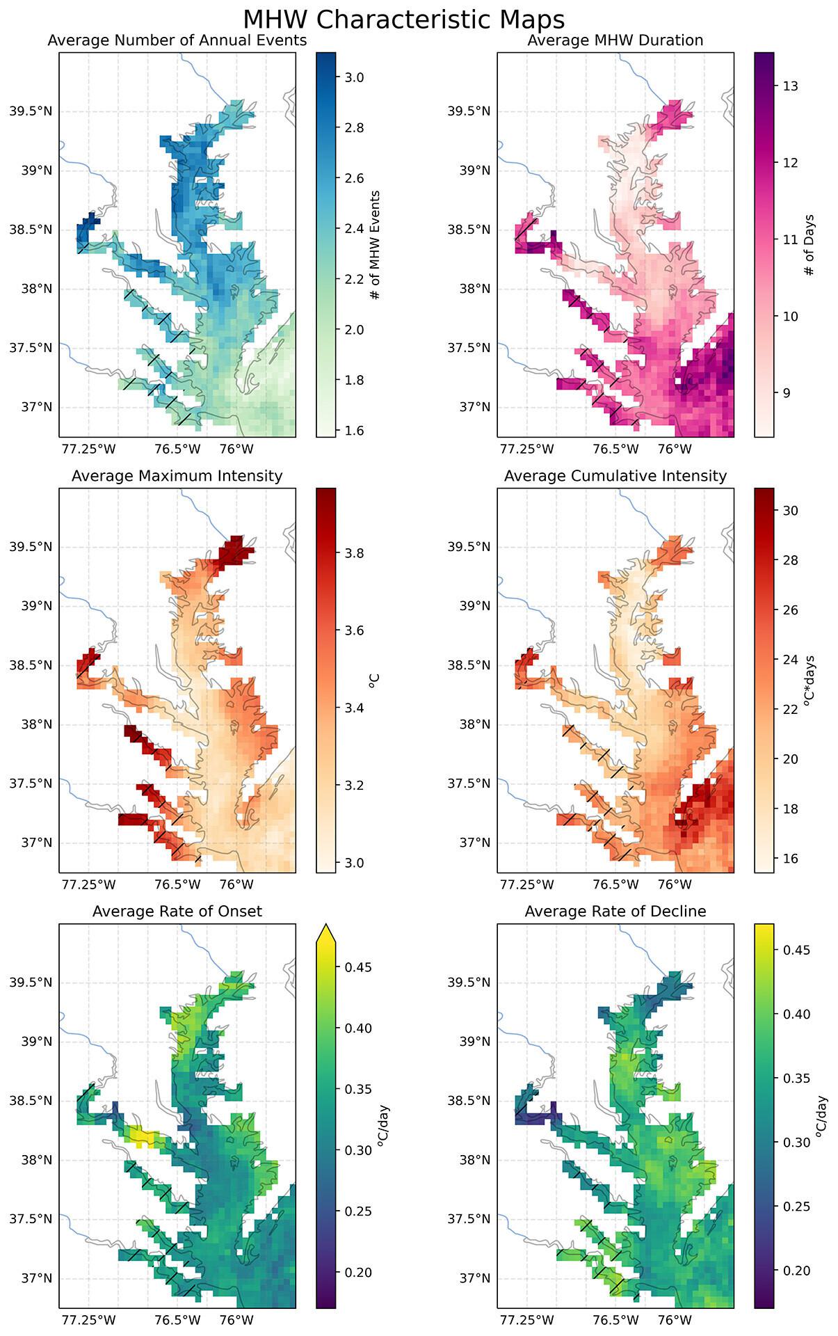 6 maps showing heatwave development in the chesapeake bay