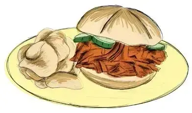 illustration of burger and dumpling