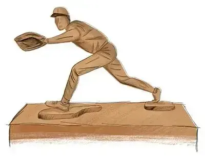 illustration of baseball player statue