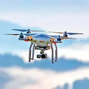 drone with four propellers flying