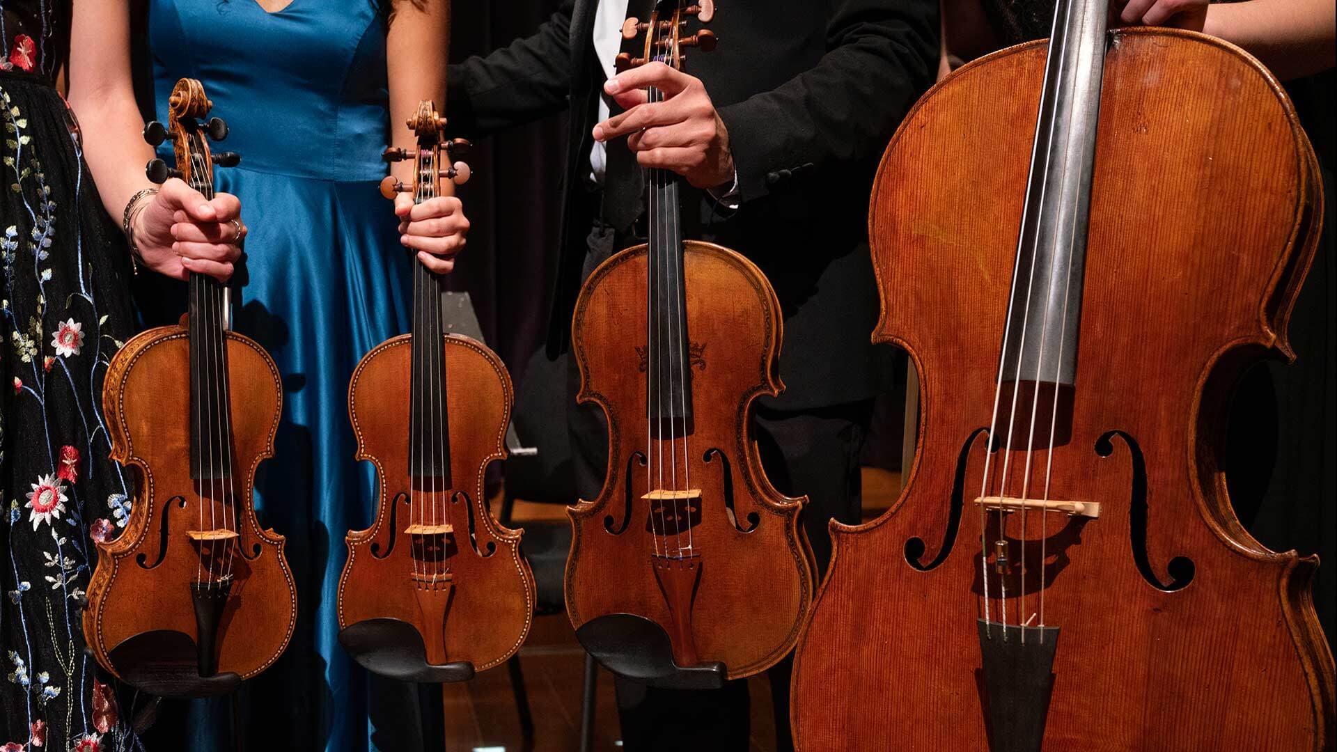 closeup of four instruments