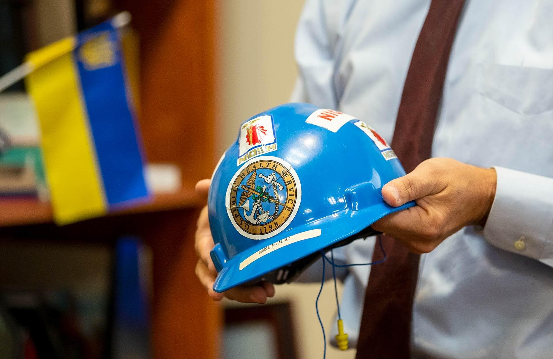 blue helmet from Ground Zero