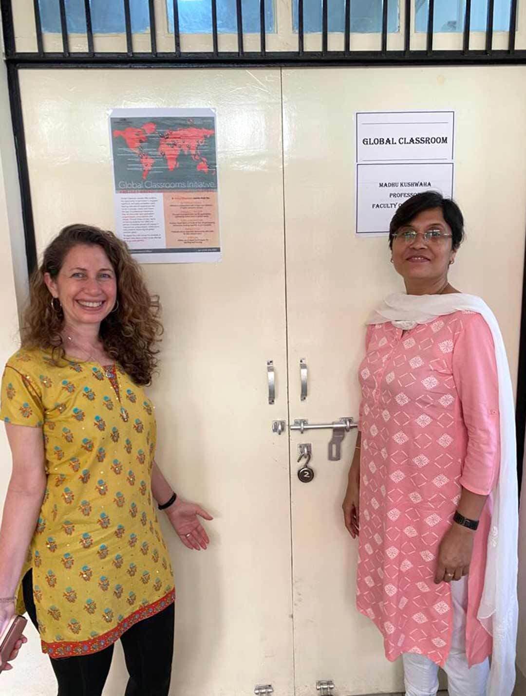 Associate Clinical Professor of family science Elisabeth Maring and Professor Madhu Kushwaha of Banaras Hindu University