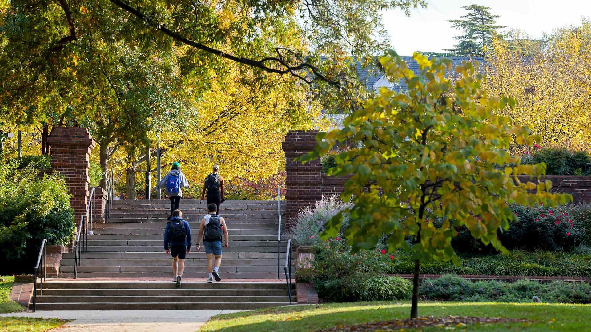 students walk on South Campus