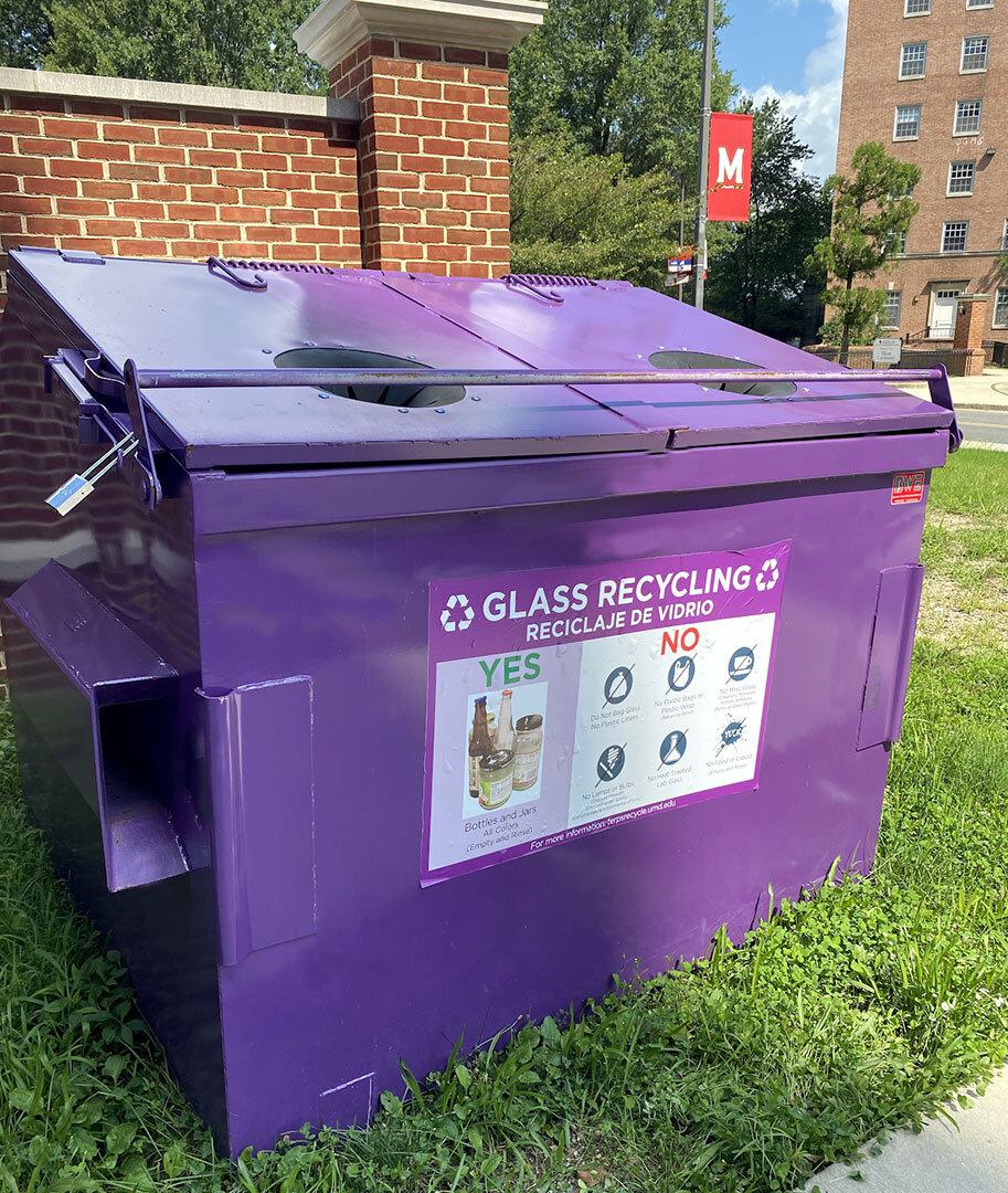 purple recycling dumpster