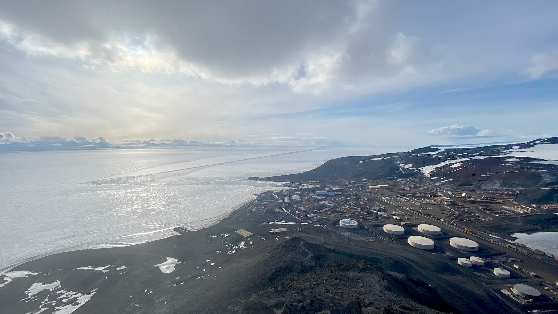 aerial view of scenery in Antarctica